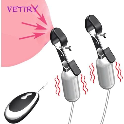 Vibrator Nipple Clamps Breast Massage Clitoral Nipple Clip Remote Control Sex Toys for Women Flirt Toys 20 Frequency Adult Games
