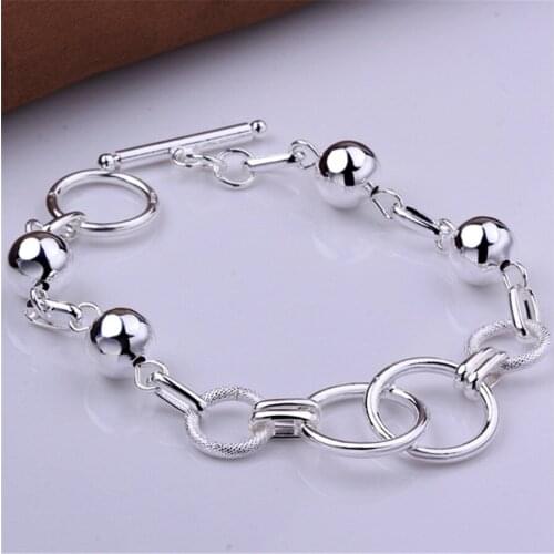 Hot fashion 925 sterling silver Retro hanging bead circle chain Bracelet for woman Popular brands jewelry Wedding party gifts