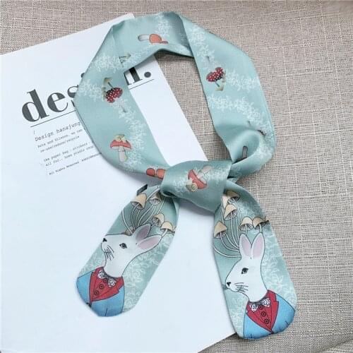 2019 New decorative small scarf female narrow strip scarf women headband hair gril