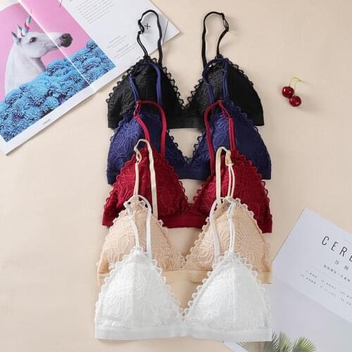 Sexy French Lace Bralette Deep V Bras for Women Triangle Bralette Ladies Underwear Adjustable Push Up Bra Sexy Lingerie