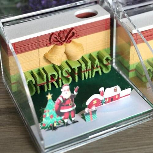 3D DIY Christmas Design Memo Pad Model Exquisite Paper Ornament Home Office Desk Decoration Gift