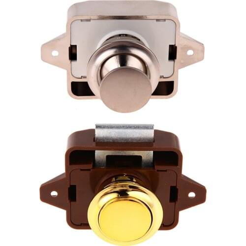 1PC Mini Push Lock Button Catch Lock Caravan Motorhome RV Cabinet Drawer Push Latch Lock Hardware Cupboard Door Knob Camper