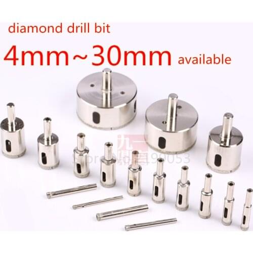 10pcs/lot 4mm~30mm Diamond Coated Core Hole Saw Drill Bit Set Tools for Tiles Marble Glass Ceramic etc.Free Shipping