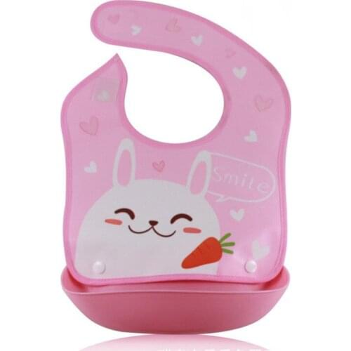2018 Fashion Lovely Waterproof Babys Bibs Silicone+Plastic Bib Apron Baby Feeding Food Catcher