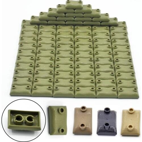 30/50 PCS Military Sandbag DIY Army Scene Parts Compatible WW2 Soldier Figures Weapon Building Blocks Toys For Children