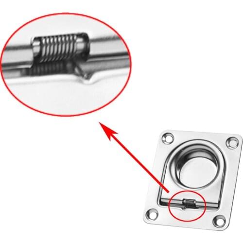 304 Stainless Steel Marine Boat Flush Pull Locker Hatch Latch Lift Handle Spring Loaded Lifting Ring 56 x 66mm