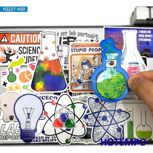 50pcs Mixed Laboratory Science Chemical Math Symbol Element Formula Style Stickers for Mobile Phone Laptop Case Luggage Stickers