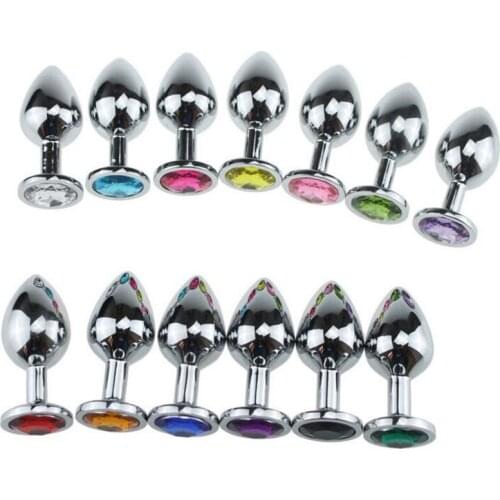 50PCS/lot Medium Size Metal Anal Butt Plug Crystal Jewelry Adult Booty Beads Stainless Steel Sex Toy for Women Men Anus Product