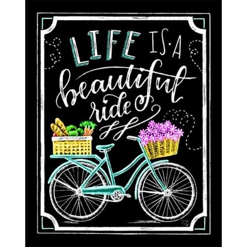 5D Diy Diamond Painting Chalk Sign Life Is A Beautiful Ride Full Square Rhinestone Mosaic Cross Stitch Diamond Embroidery Decor