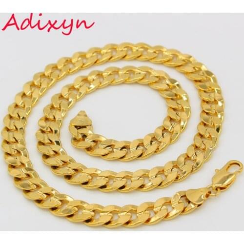 Adixyn Long Necklace Gold Color Cuban Link Chain For Men Hip Hop Rock Jewelry Wholesale