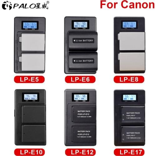 PALO Digital Camera Battery with Charger For Canon LP-E5 LP-E6 LP-E8 LP-E10 LP-E12 LP-E17 lp e5 lp e6 lp e8 lp e10 lp e12 lp e17