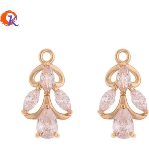 Cordial Design 40Pcs 10*17MM Jewelry Accessories/CZ Pendant/DIY Jewelry Making/Earrings Connectors/Hand Made/Earring Findings