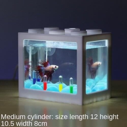 Fish tank with light bucket USB superimposed fish tank small micro landscape seaweed ball box turtle ant favorite fish box