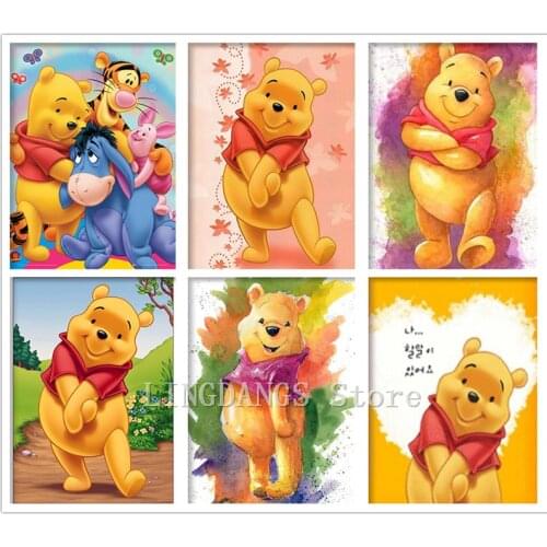 5D DIY Diamond Painting Disney Winnie The Pooh Bambi Dumbo Cartoon Animal Diamond Embroidery Mosaic Cross Stitch Home Decor Gift