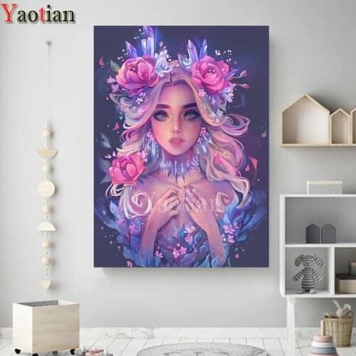 Full square round diamond painting Flower fairy beautiful girl diamond embroidery cross stitch kit rhinestone mosaic diamond art