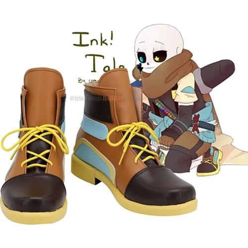 Undertale inksans Cosplay Boots Brown Shoes Custom Made Any Size