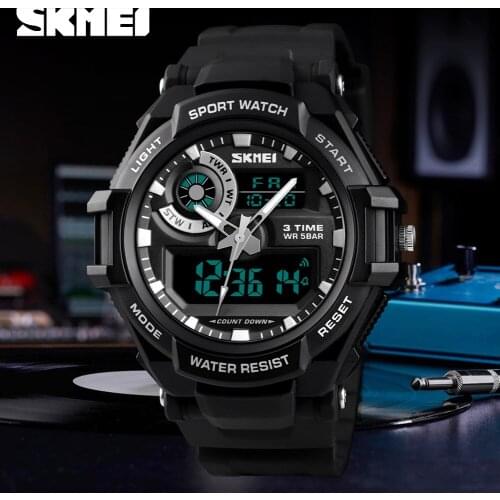 SKMEI Luxury Brand Men Digital Watch Sports Watches Mens Army Military Watch Man Quartz Three Time Clock Relogio Masculino 1357