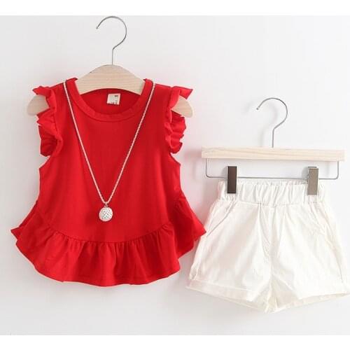 Bibicola Casual Kids Clothing Baby Girls Clothes Sets Summer Heart Printed Girl Tops Shirts + Shorts Suits Childrens Clothing