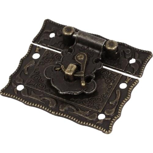 Wood Case Chest Box Rectangle Clasp Closure Hasp Latches Bronze Tone