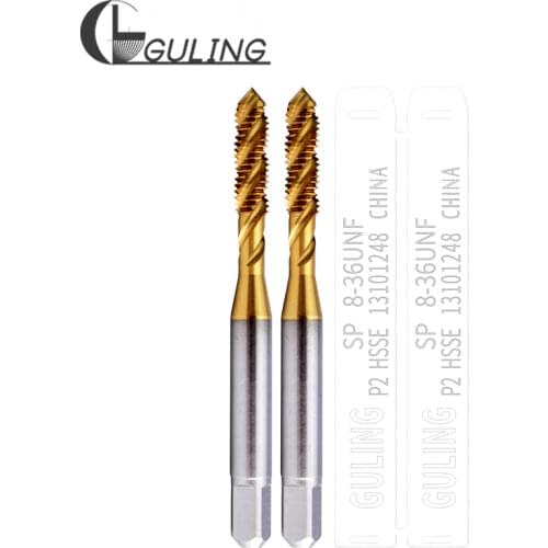 HSSE With Tin Spiral Fluted Tap UNF 0-80 1-72 2-64 3-56 4-48 5-44 6-40 8-36 1/4 5/16 3/8 7/16 1/2 9/16 5/8 3/4 thread taps