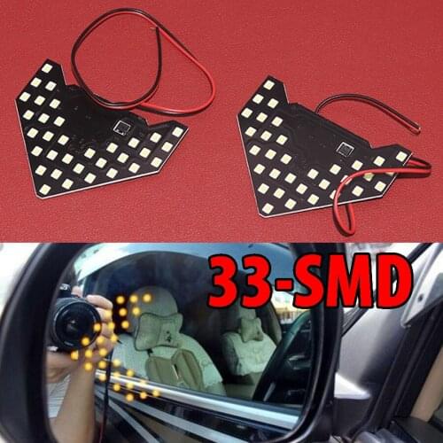 JEAZEA 1 Pair 33 SMD Arrow Shape LED Turn Signal Light Flowing White Auto Rearview Mirror Indicator Lights With Dynamic Scan