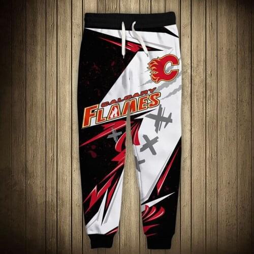 Calgary mens casual flames sports pants Black and white stitching flame letter printing sweatpants