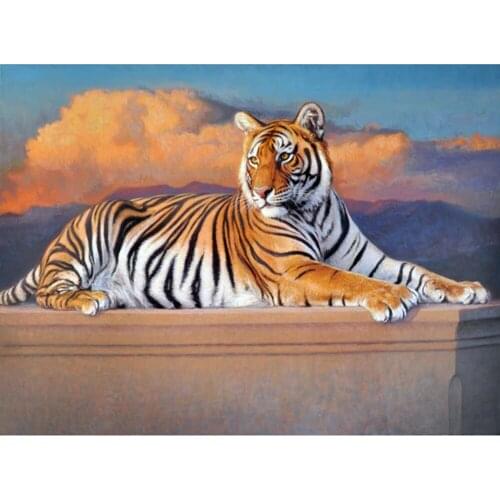 Full drill square DIY Diamond Painting Animals Tiger Cross Stitch Kits round Diamond Embroidery Tiger Wall Art Picture
