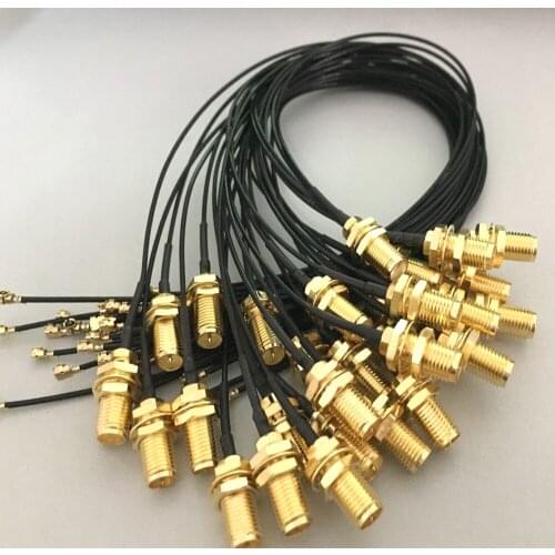 100pcs Black RP- SMA Female to IPX / u.fl Connector Adapter RF Pigtail Cable 1.13mm 30cm Cable