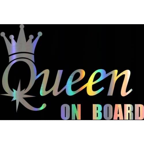 Creative Car Sticker QUEEN ON BOARD Funny Car Decal Reflective Laser Vinyl Car Motorcycle Sticker 3D Car Styling,15cm*10cm