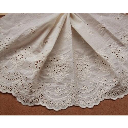 Beige Cut-out National Trend 100% Cotton Cloth Embroidered Lace Fabric DIY Handmade Lace Trim Accessories 32cm 3Yds/lot