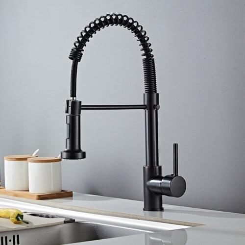 Matte Black Kitchen Faucet Deck Mounted Mixer Tap 360 Degree Rotation Stream Sprayer Nozzle Kitchen Sink Hot Cold Taps