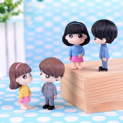Gril Boy Wedding Doll Miniature Couple Model DIY Cake Decor Dollhouse Marriage Home Ornament Mini Bonsai Decoration Craft