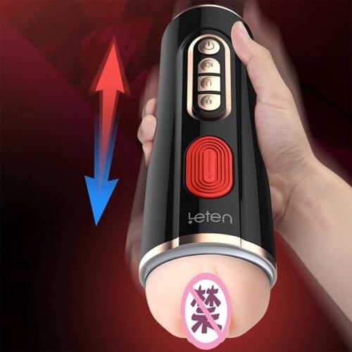 Leten Male Masturbator Cup Vibrating Airbag Clamping Sucking Male Masturbator Vagina Real Pussy Adult Intimate Sex Toys For Men