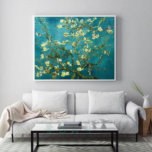Van Gogh apricot tree flower cross stitch kits accurate printed embroidery DIY handmade needlework wall home decor canvas