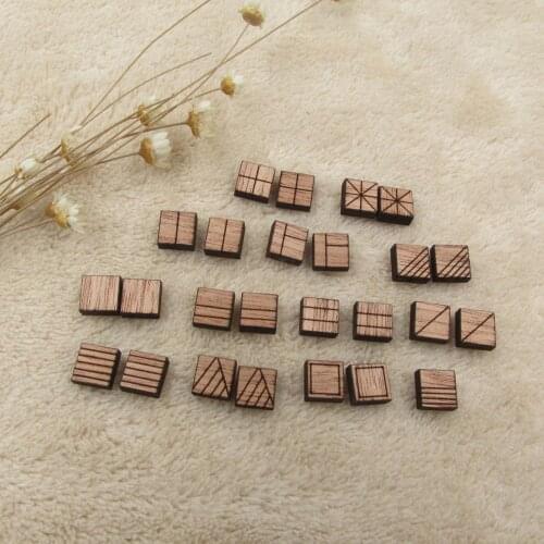 Unfinished Blank Wooden Geometric Square Shapes For DIy Wood Crafts Stud Earrings Jewelry Making
