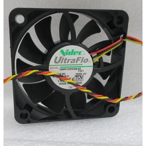 NIDEC U60R12MMAB-53 T32 DC 12V 0.09A 6CM 6015 60x60x15mm 3 Line Cooling Fan