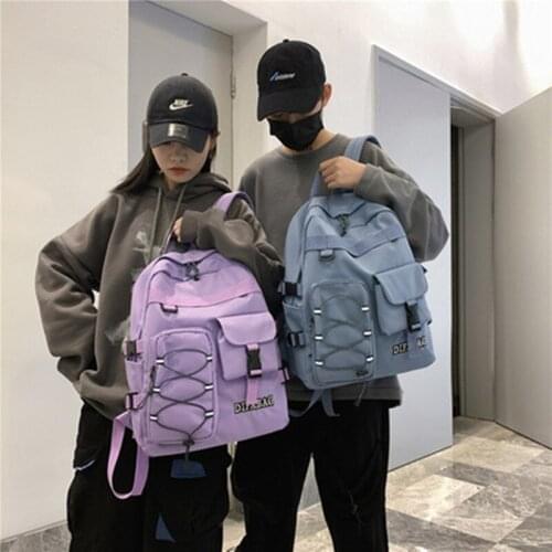 2021 New Solid Color WomenS Waterproof Nylon Backpack Simple School Bag For Teenage Girl Shoulder Travel Bag School Backpack