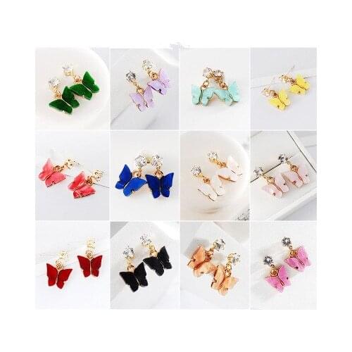 New fashion All-match sweet color acrylic butterfly earrings For Women girl Accessories jewelry wholesale