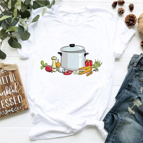 New for 2021 Kawaii cartoon Pot fashion T-shirt for women print t shirt summer White O-Neck short sleeve female tee tops