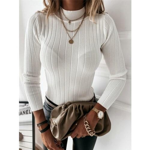 Office Lady T Shirt Women Autumn Winter Basic Top Long Sleeve Bandage Stretch Knitted Tee Shirt Femme Elegant Ladies Streetwear