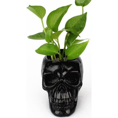 Skull Resin Pen & Pencil Holder, Halloween Decorative Skeleton Head Stationery Storage Desktop Organizer