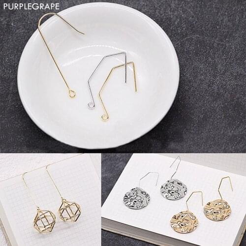 Copper plated 18K gold DIY Earrings jewelry accessories material handmade original long ear hooks multilateral 10pcs