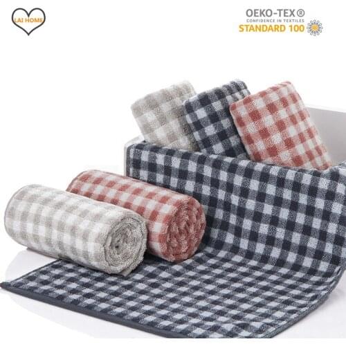 Pure Cotton Super Absorbent Towel Thick Soft Bathroom Face/Bath Towels Multicolor Towel Household Lattice Pattern Towel 35*75cm