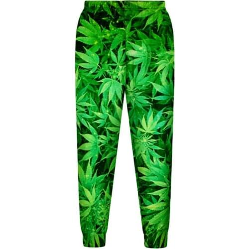 Casual Streetwear Pants Feuille Green Hemp Leaf Weed 3d Crewneck Sweatpants Pullovers Men/Women Tracksuit