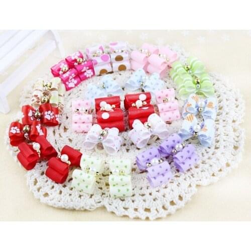 10PCS Pet Headdress Fashion Hairpin for Puppy Dogs Flower Hair Rubber Bands Bows Dog Cat Grooming Accessories Shih Tzu Teddy