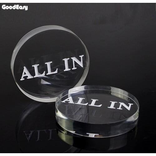 Transparent Round All In Dealer Button Pressing Acrylic Texas Hold'em Poker Casino ALL IN