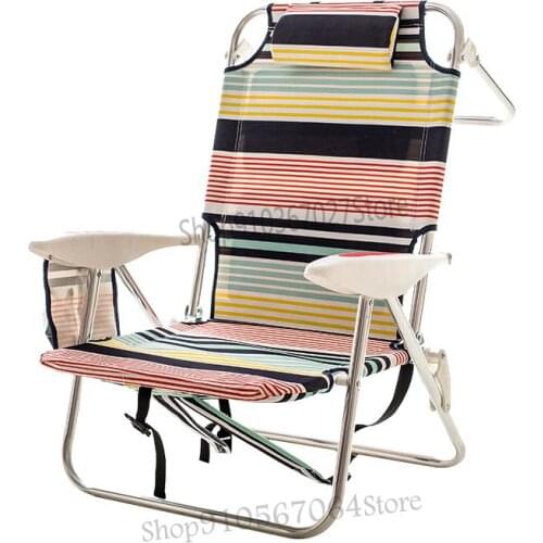 Aluminum Alloy Reclining Chair Folding Chair Lazy Sleeping Leisure Multi-functional Beach Chair Household Lunch Chair Adjusting