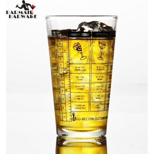 400ml Glass Shaker With Degree Scale Stainless Steel Cocktail Boston Bar Shaker Bar Mixing Glass Cup With Mark Line