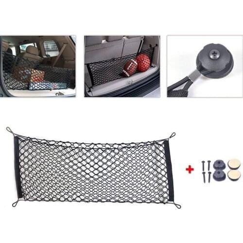 Universal Car Trunk Rear Storage Cargo Luggage Nylon Elastic Mesh 110x50CM Net Holder With 4 Plastic Hooks Pocket New