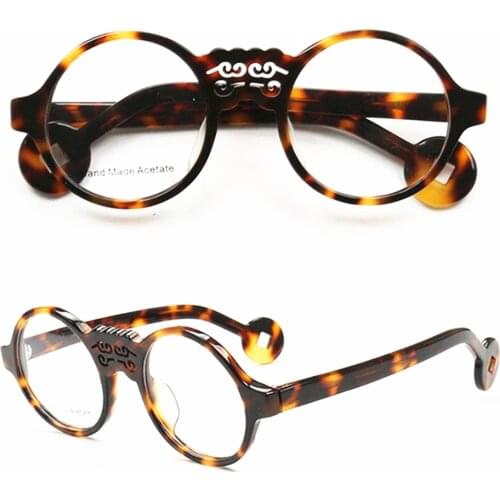 Vintage Round Acetate Tortoise Eyeglass Frames Full Rim Men Women Rx able Top Quality